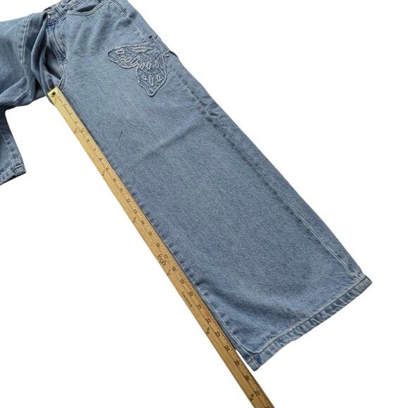 GAP Girls Size 16 Wide Leg Jeans Butterfly Embroidered Adjustable Waist - Picture 7 of 11